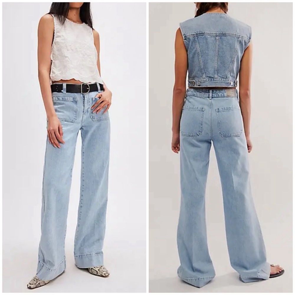 NWOT Free People We The Free Winward Bootcut Jeans - Kokomo light blue - 32S